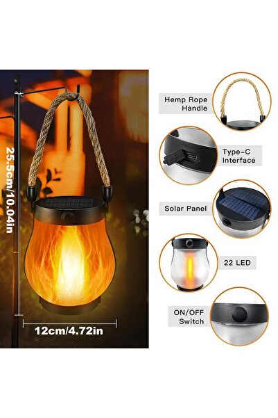 Choice مصابيح شمسية سوداء، فوانيس خارجية، مقاومة للماء، فانوس بدون لهب، مقاوم...