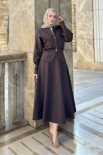 Ovn. بدلة غوص فورتي مع تنورة - بني