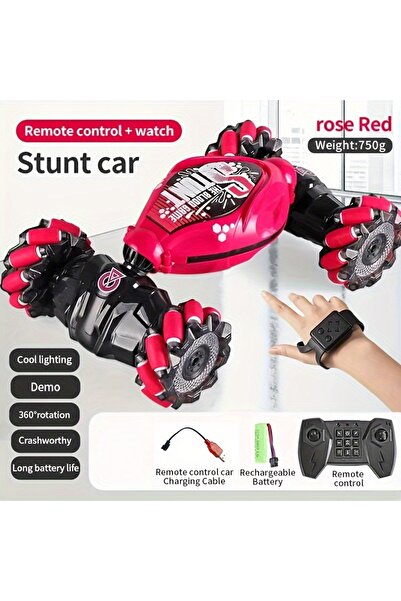 Choice سيارة دريفت حمراء رباعية الدفع تعمل بالتحكم عن بعد، مزودة بموسيقى وإضا...