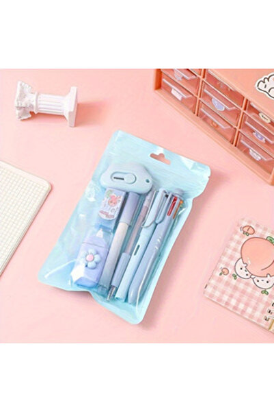 Choice مجموعة أدوات كتابة لطيفة باللون الكريمي مكونة من 7 قطع، مثالية للمدرسة...