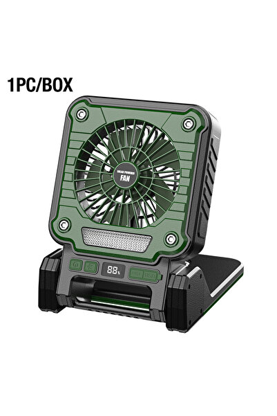 Choice مروحة تخييم خارجية خضراء محمولة تعمل بمنفذ USB، إضاءة خيمة LED متعددة الوظائف تعمل بالطاقة الشمسية