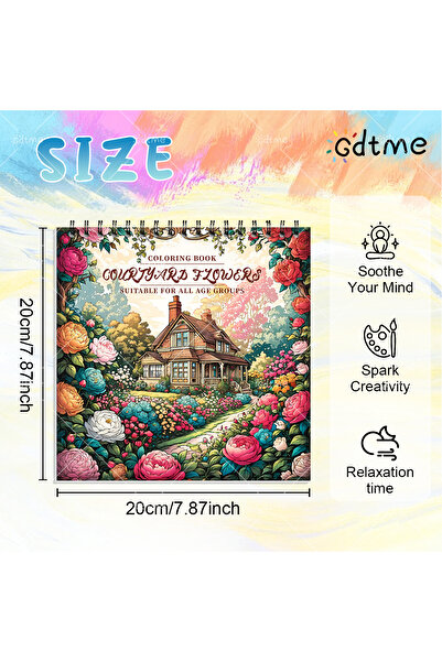 Choice كتاب تلوين أزهار الحديقة للكبار، مقاس 20×20 سم، 24 صفحة، غلاف حلزوني، ...