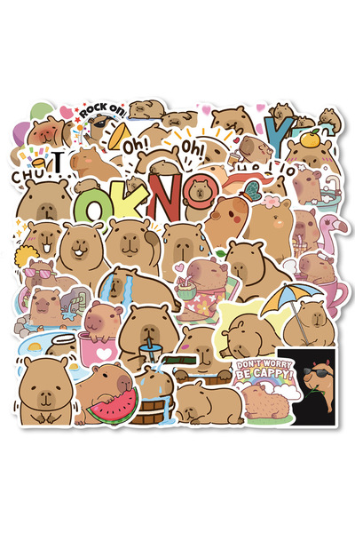 Choice 50 قطعة من ملصقات جرافيتي كرتونية لطيفة على شكل حيوان الكابيبارا، مصنو...