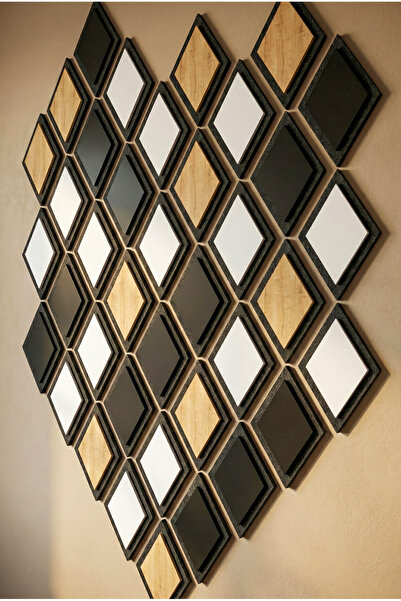 İdil Panel Baklava Dilimi Duvar Paneli 10 Adet Meşe Akustik Ahşap + Keçe 17x1...