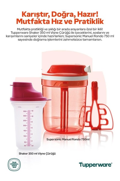Tupperware Supersonic Manuel Rondo 750 Ml ve Shaker Gıda Hazırlama Ve Karıştı...