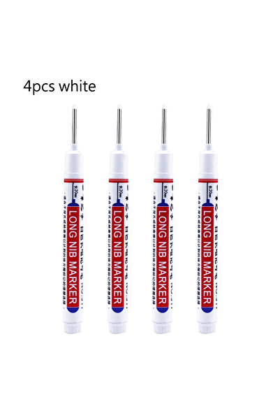 Choice 4 أقلام تحديد بيضاء مقاومة للماء برأس طويل، 4/12 قطعة، أقلام تحديد ثقو...