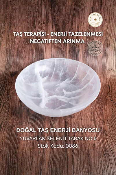 Alp Doğal Taş Sertifikalı Selenit Doğal Taş Enerji İstasyonu (Yuvarlak Seleni...