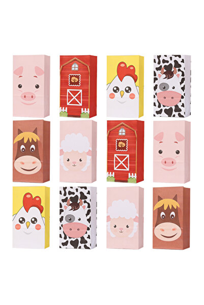 Choice1 ٢٤ كيس هدايا، ١٢/٢٤ كيس هدايا من الورق على شكل حيوانات مزرعة كرتونية،...