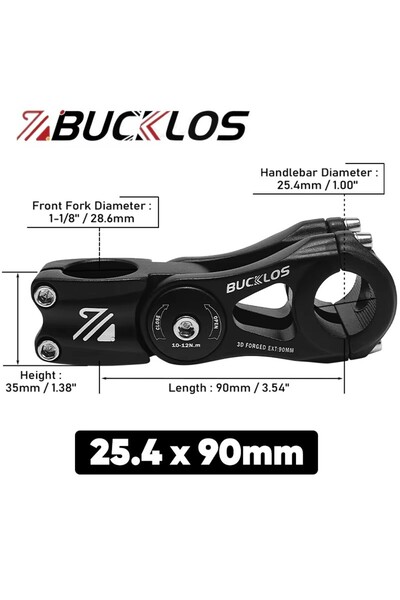 BUCKLOS جذع دراجة قابل للتعديل من 25.4 مم إلى 90 مم، مصنوع بتقنية التشكيل ثلا...