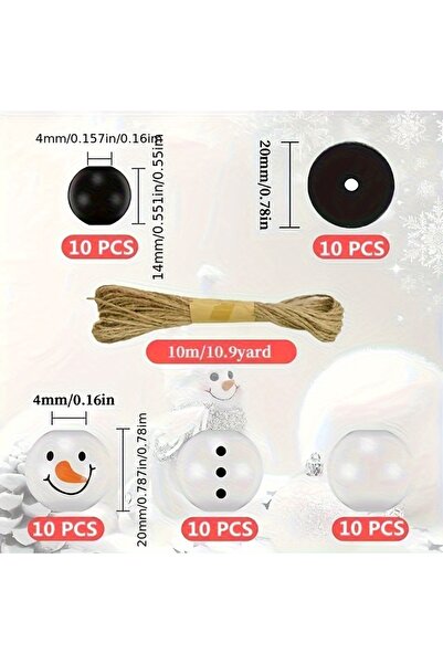 Choice مجموعة زينة عيد الميلاد مكونة من 50 قطعة من الخرز الخشبي على شكل رجل ث...