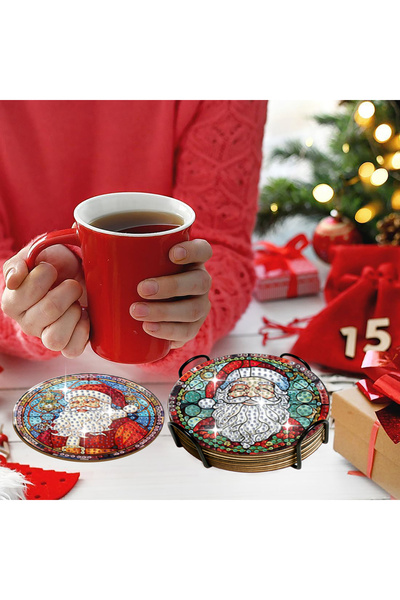 Choice AA1632 مجموعة من 6 قطع من قواعد أكواب الرسم الماسي بتصميمات سانتا، منا...