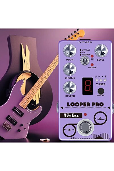 Choice دواسة جيتار متعددة التأثيرات Vivlex Looper Pro، دواسة جيتار باس مع ريفيرب، كورَس، ديلاي، موالف، لوبير، تأثيرات...