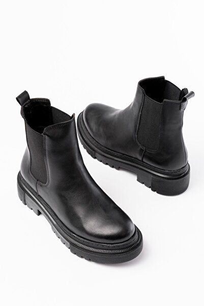 Genel Markalar Su Geçirmez Kışlık Siyah Lastikli Premium Kadın Bot