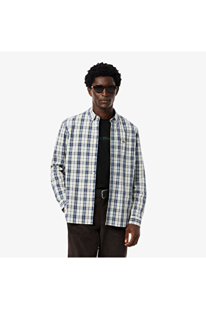 Lacoste قميص بوبلين كاروهات بقصة عادية - CH5085-00-6IE