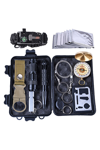 Choice حقيبة إسعافات أولية سوداء اللون للنجاة في السيارة، مزودة بأداة لكسر ال...