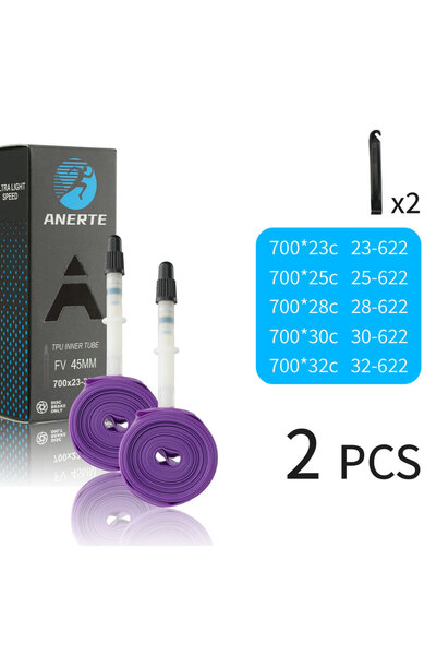 Choice صمام بريستا 700c 28-32C 28 غرام، بنفسجي - 45 مم، قطعتان، أنبوب داخلي عالي الجودة من مادة TPU للدراجات الهوائية NPY، 700x23C 25C 26C، قطعتان