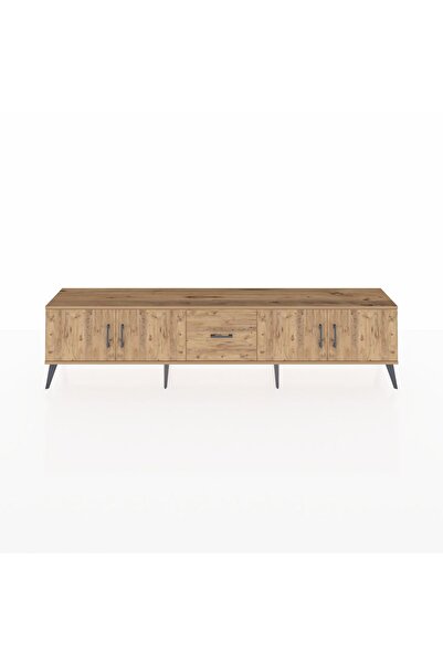 Dienni Arges TV Ünitesi 2 Raflı Tek Çekmeceli 4 Kapaklı 220x30x51 Çam-Çam