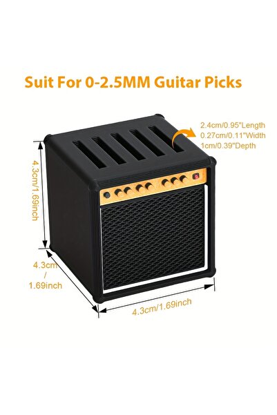 Choice حافظة سوداء لحمل ريش الجيتار مع خمسة ريش بألوان عشوائية، بتصميم مكبر ص...