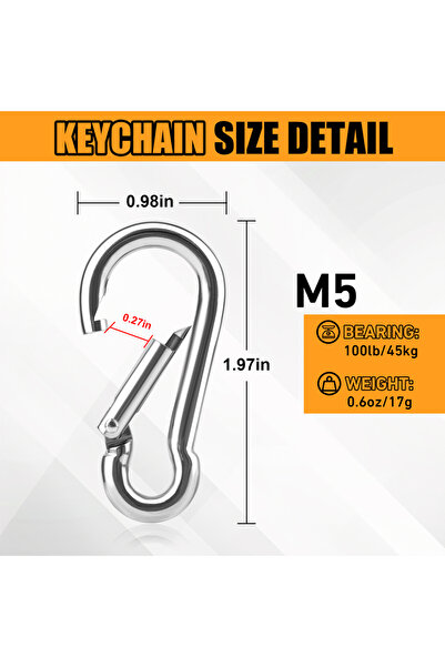 Choice خطافات زنبركية M5 عدد 6 قطع، مصنوعة من الفولاذ المقاوم للصدأ، مزودة بم...