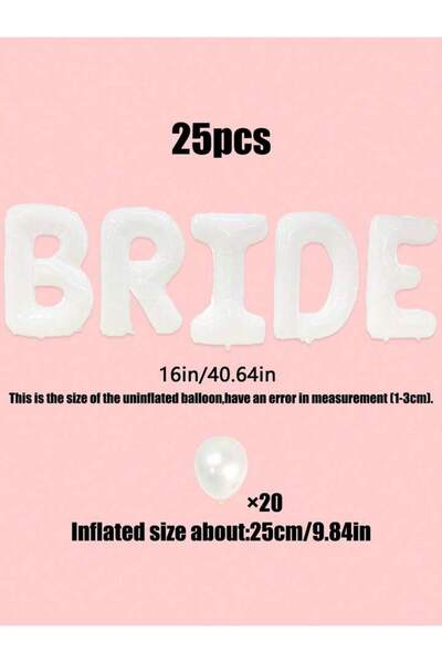 Choice مجموعة بالونات بيضاء مكونة من 25 قطعة تحمل حروف كلمة "عروس"، كما هو مو...