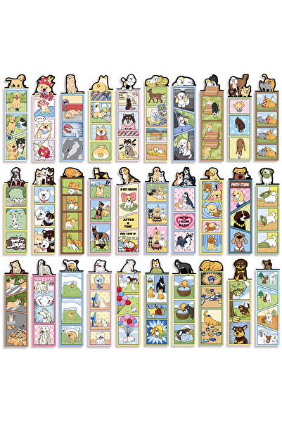 Choice 30 قطعة من بطاقات فواصل الكتب بتصميمات كلاب كرتونية، مقاومة للماء، منا...