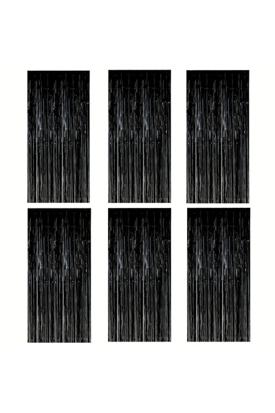 Choice مجموعة ديكور خلفية بشرابة سوداء مكونة من 6 قطع، ستارة خلفية بشرابة من ...