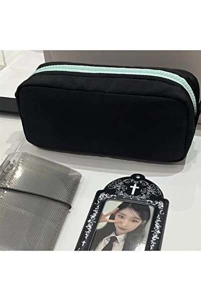Choice black Simple Solid Color Square Pencil Case Large Capacity Classified ...