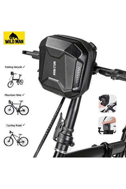 Choice حقيبة دراجة WILD MAN سوداء قابلة للطي، مقاومة للماء، بمقبض قابل للفصل، عاكسة للضوء، E18