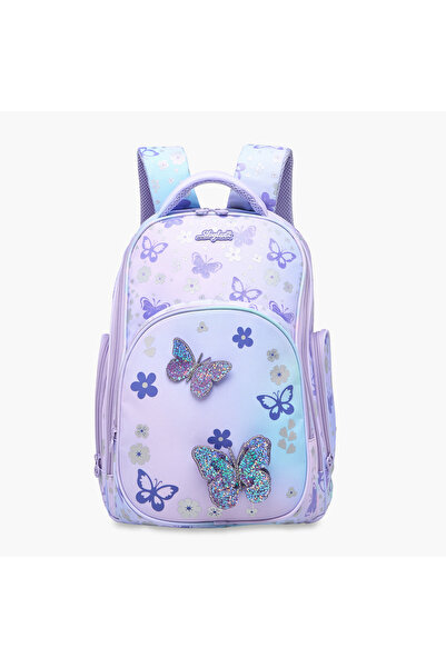 Skylar Butterfly Print Backpack with Adjustable Straps and Zip Closure - 8x10...