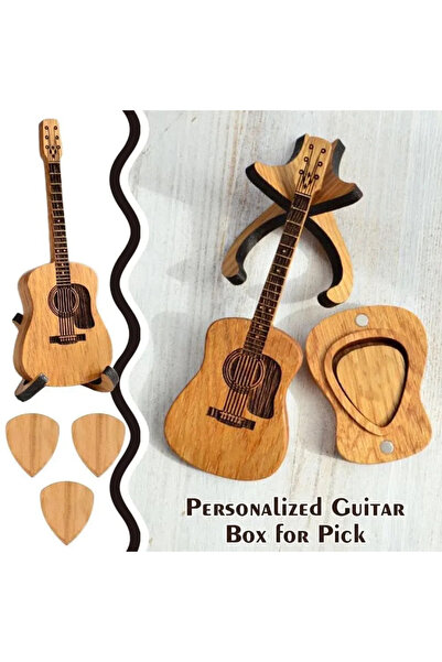 Choice 1 set Personalized Wooden Guitar Pick Box with Standard 3 Pcs Engraved...