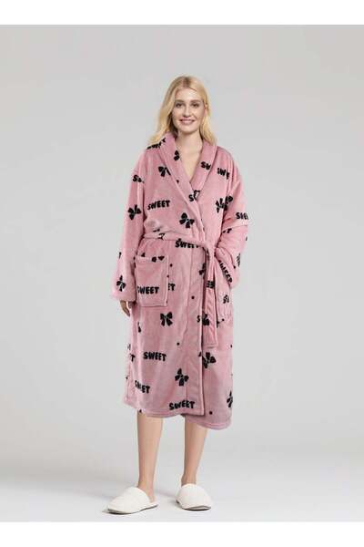 Noon East روب حمام من الفلانيل خفيف الوزن - 250 غرام/متر مربع، 100% بوليستر، ناعم ودافئ للنساء - شال C