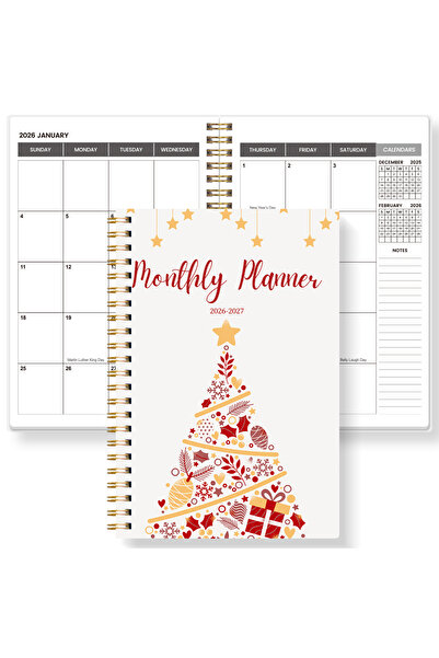 Choice A5 Yellow 2026-2027 A5 Christmas Cover Monthly Planner Notebook,Jan 20...