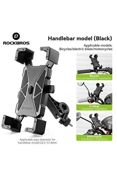 ROCKBROS LKZJ-Handlebar Bike Mobile Phone Holder Stand For 4.5-7.2 inch Mobil...