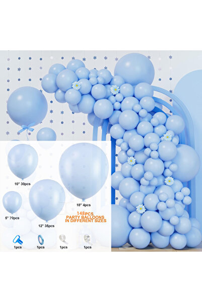 Choice مجموعة بالونات ماركا بلو 148 قطعة باللون الوردي الفاتح، قوس بالونات وردي فاتح، طقم تزيين لحفلات استقبال المولود وأعياد الميلاد