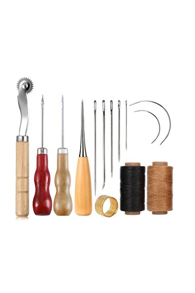 Choice SKDI-C01-5 BUDDUR Leather Craft Sewing Kit Waxed Thread Hand Quilting Needles Sewing Awl，for Beginne