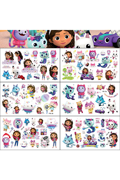 Miniso 6PCS 6PCS Gabby’s Dollhouse Tattoo Stickers Waterproof Cute Sticker Fu...