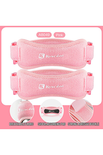 Choice قطعتان - AB049 - وردي، رباط رضفة الركبة، قابل للتعديل، مصنوع من السيلي...