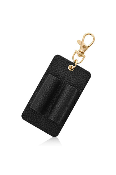 Choice مشبك أقلام أسود مزدوج الفتحات من الجلد الصناعي، حامل أقلام محمول مضاد ...