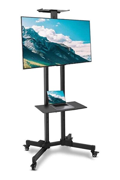 urevo حامل تلفزيون متحرك بعجلات، مناسب لأجهزة التلفزيون من 32 إلى 65 بوصة
