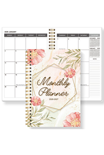 Choice1 مفكرة تخطيط أسبوعية وشهرية باللون الأحمر الوردي، مقاس A5، للفترة من ي...