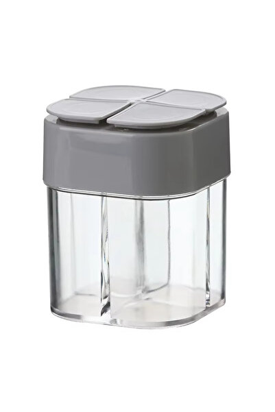 Choice برطمان توابل رمادي 4 في 1 للتخييم مع غطاء، موزع توابل شفاف، 4 أقسام لل...