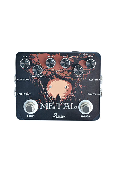 Choice دواسة جيتار كهربائي Rowin سوداء اللون، تشويه صوت موسيقى الهيفي ميتال، مفتاح قدم مزدوج، صوت روك مثالي من الثمانينيات والتسعينيات