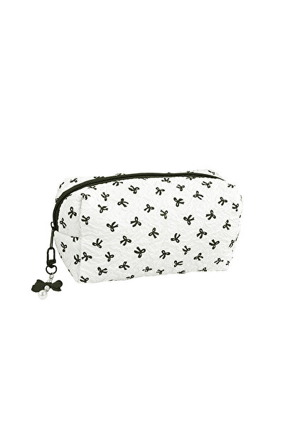 Choice White 1pc Bow Tie Pattern Pencil Case, Creative Butterfly Tie Zipper P...