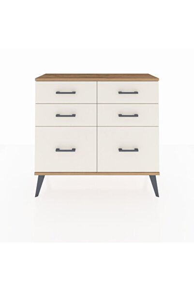 Dienni Arges Şifonyer 6 Çekmeceli 88x30x80 Antrasit-Çam/Aytaşı