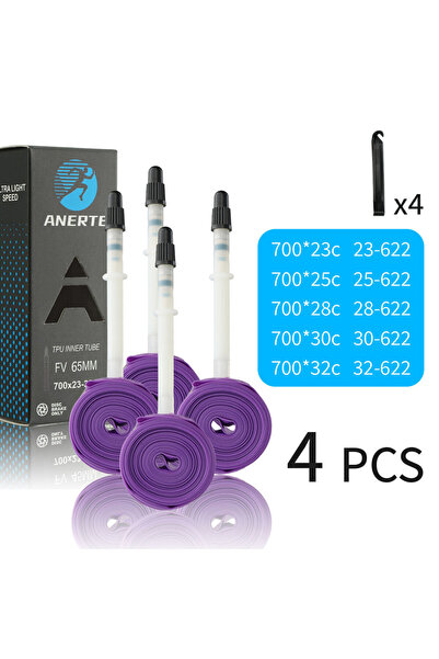 Choice صمام بريستا 700c 28-32C 28 غرام بنفسجي - 65 مم، 4 قطع NPY 28 غرام، أنبوب داخلي من مادة TPU لدراجة الطريق 700x23C 25C 26C 27C 2