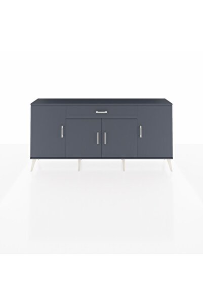 Dienni Arges Konsol 3 Raflı Tek Çekmeceli 4 Kapaklı 176x30x83 Antrasit-Antras...
