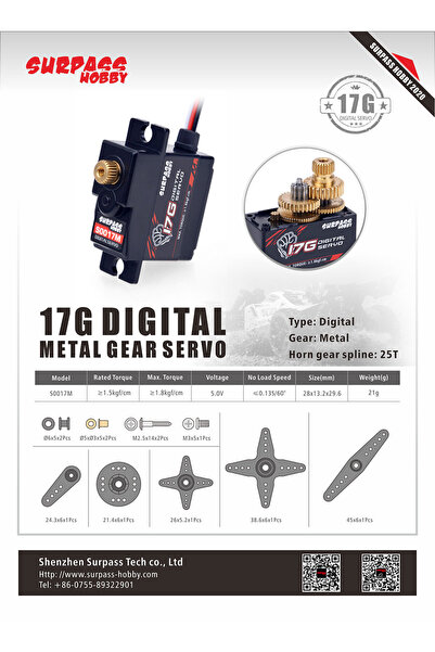 Choice سيرفو رقمي عالي العزم من سورباس هوبي، 17G S0017M، بوزن 9 غرام، 17 غرام...