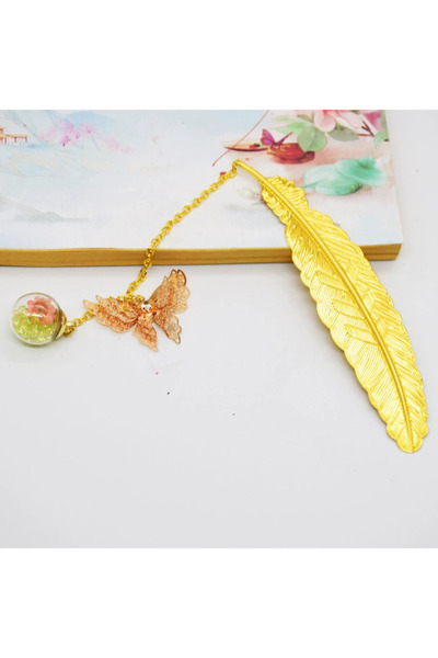 Choice فاصل كتب ذهبي على شكل فراشة، بتصميم ريترو، مزين بريشة وفراشة، مصنوع من...