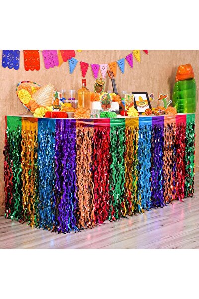 Choice زينة سينكو دي مايو الحمراء، عبوة من قطعتين من تنانير طاولة مزينة بشراش...