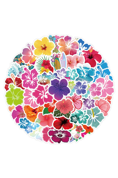 Choice 60PCS 60pcs Fresh Hibiscus Flower Stickers Laptop Bicycle Guitar Skate...